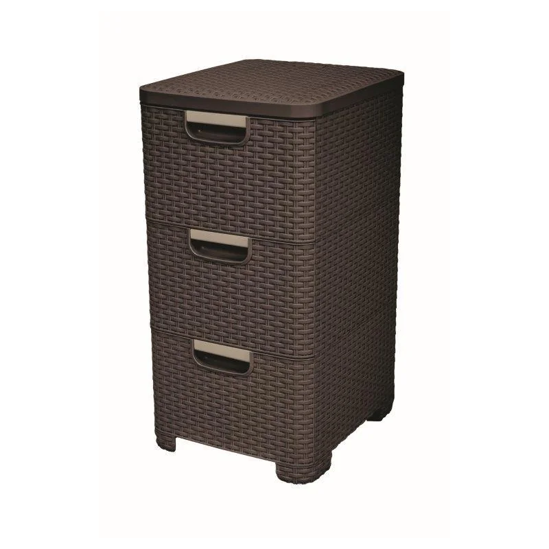 Curver Regál Style 3x14L se zásuvkami tmavě hnědý
