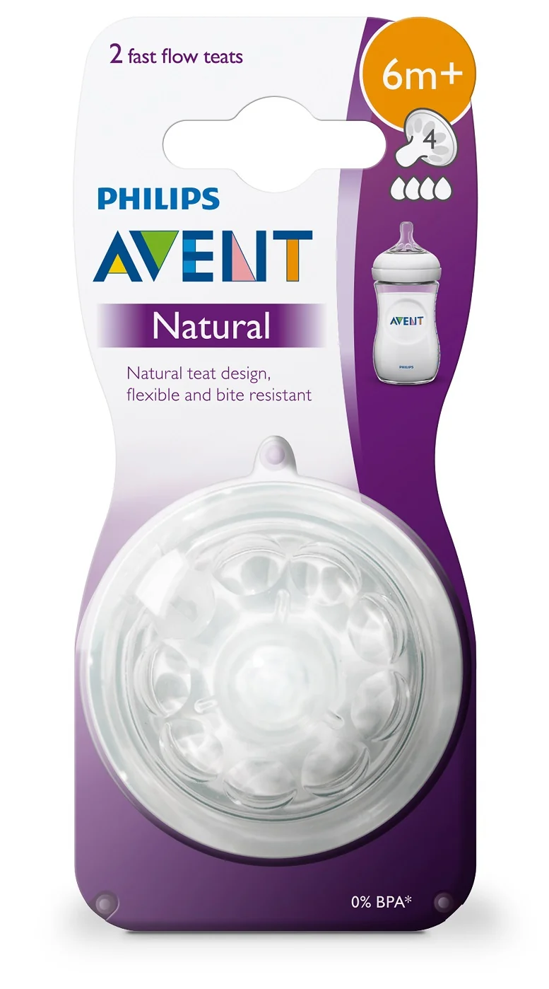 Philips Avent Dudlík Natural 4 rychlý průtok 2 ks