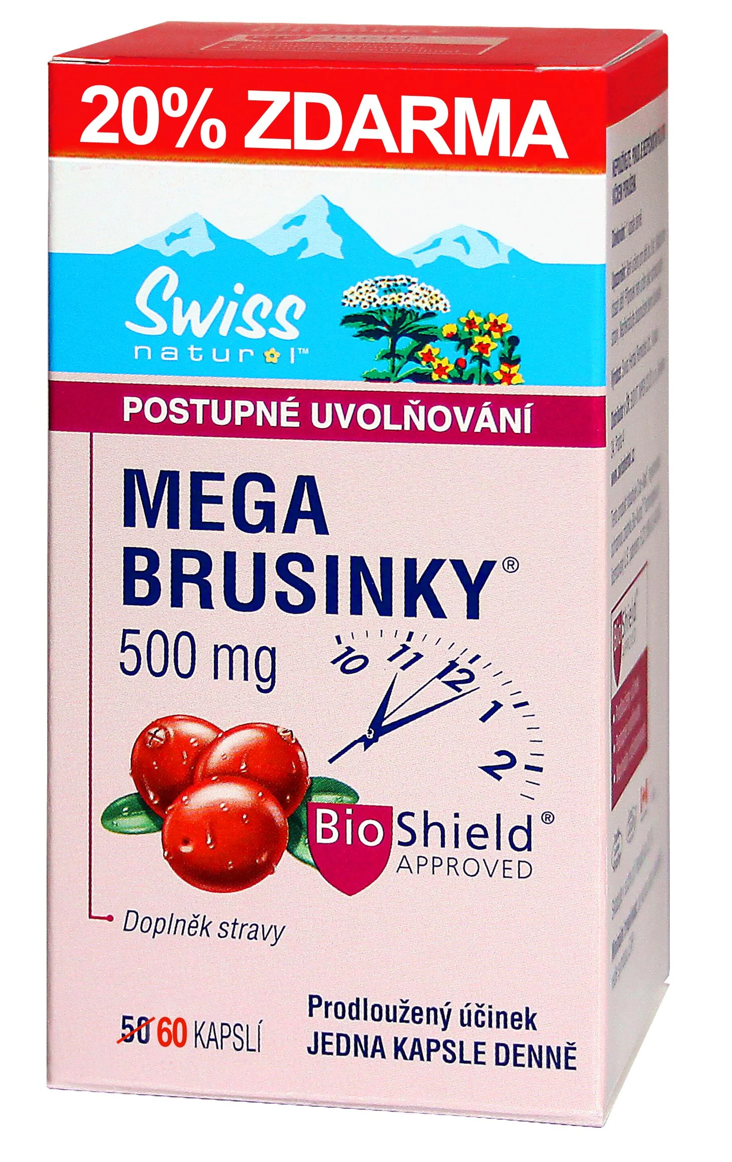 Swiss Mega Brusinky 50+10 kapslí
