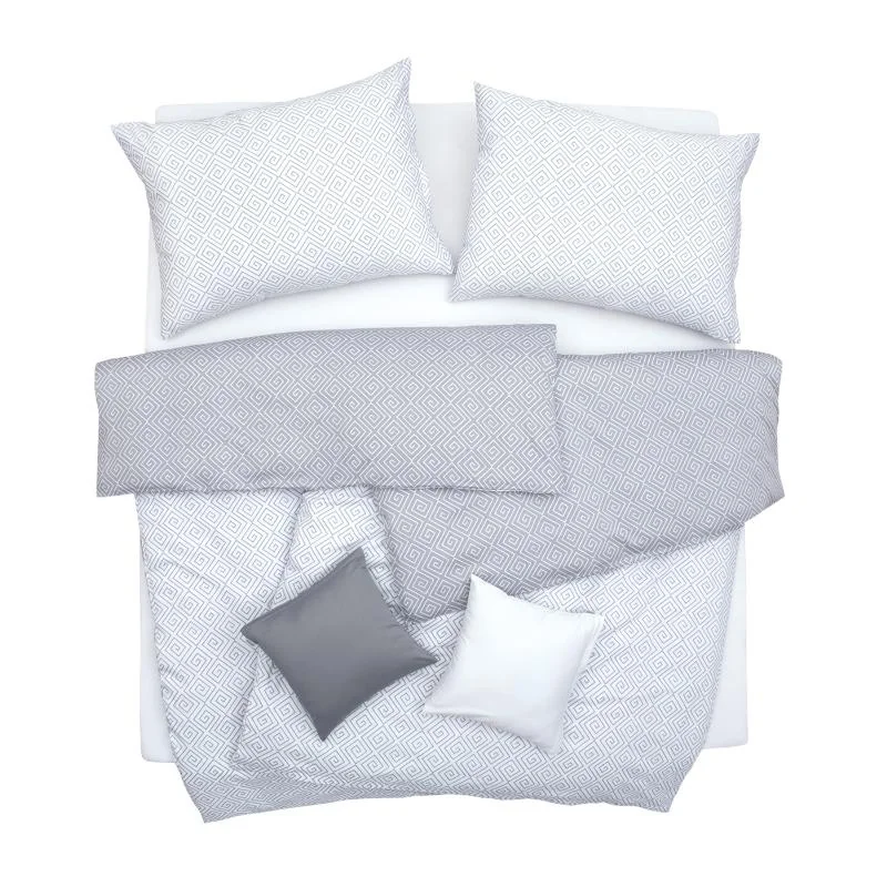 SCANquilt povlečení SATÉN DESIGN kristal bílošedá+šedobílá 140 x 200/70 x 90 cm