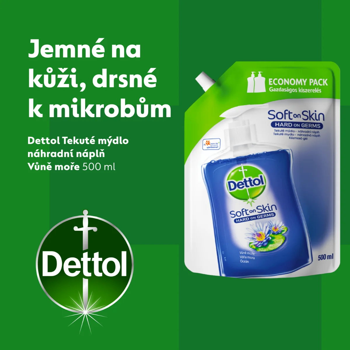 Dettol Tekuté mýdlo Vůně moře náhradní náplň 500 ml