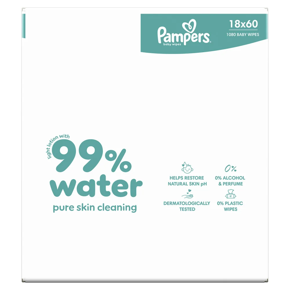 Pampers 99 % Water dětské čisticí ubrousky 18x60 ks