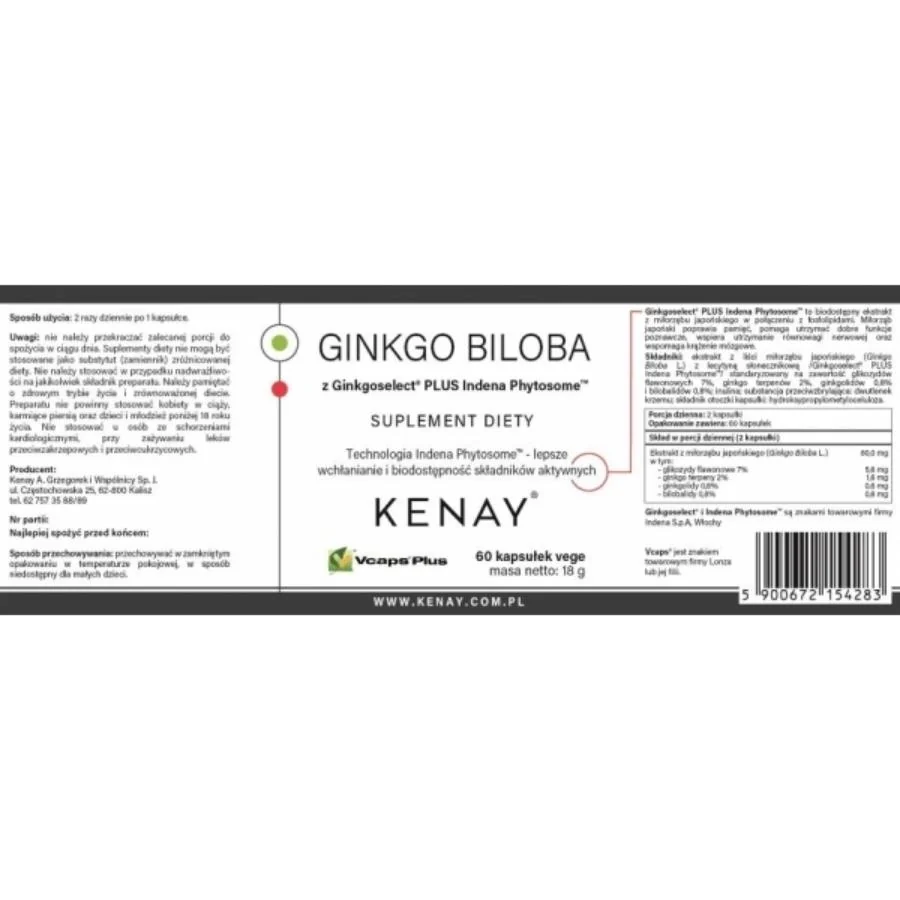 Kenay Ginkgo biloba Ginkgoselect Phytosome 60 kapslí