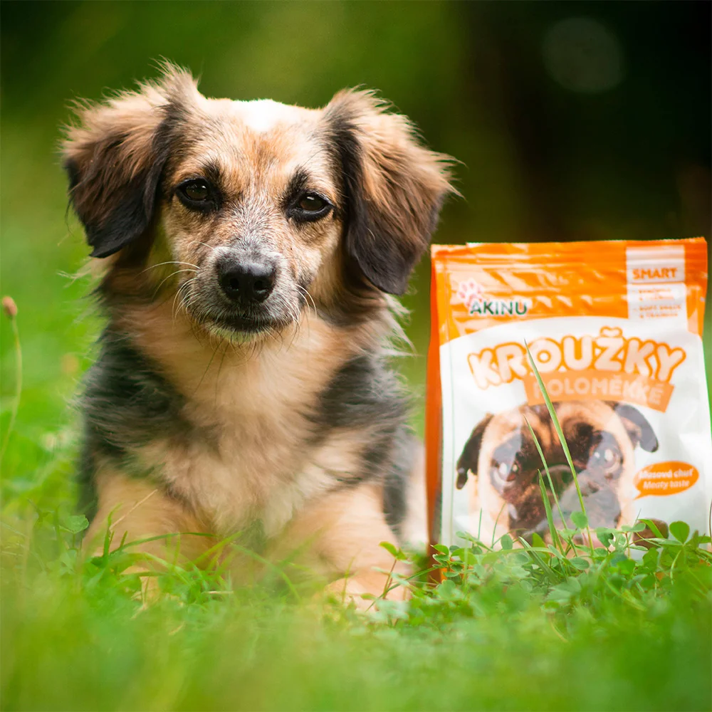 Akinu poloměkké kroužky pamlsek pro psy 4 x 500 g