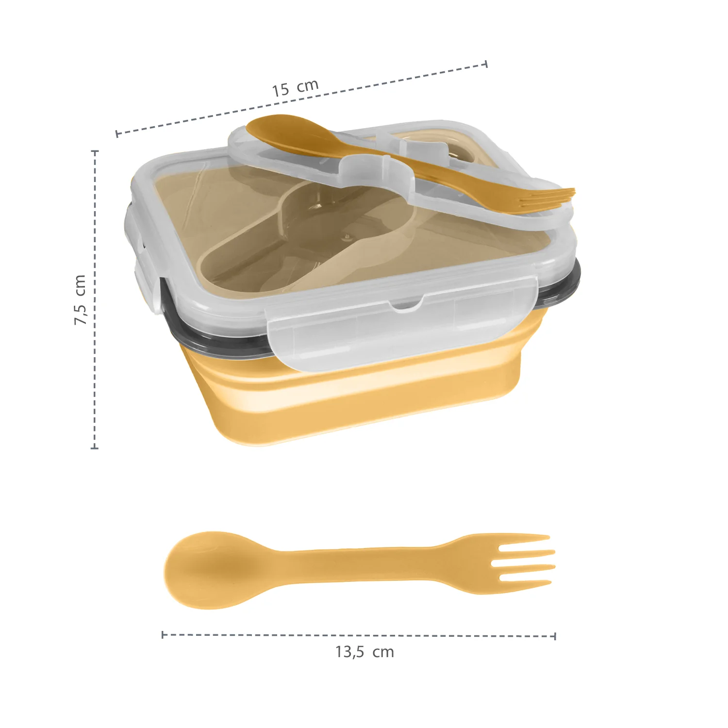 Zopa Silikonový svačinový box s příborem malý, Dove Grey 2
