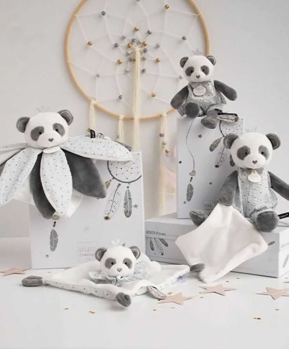 Doudou et Compagnie Paris Dárková sada - plyšový muchláček panda 26 cm