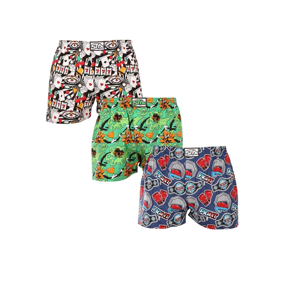 Styx 3PACK pánské trenky art klasická guma vícebarevné (3A15367) M 