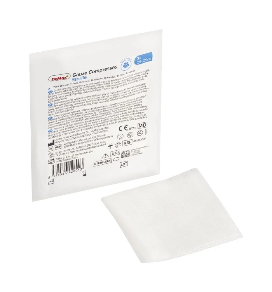 Dr. Max Gauze Compresses Sterile 7,5 x 7,5 cm 2 ks