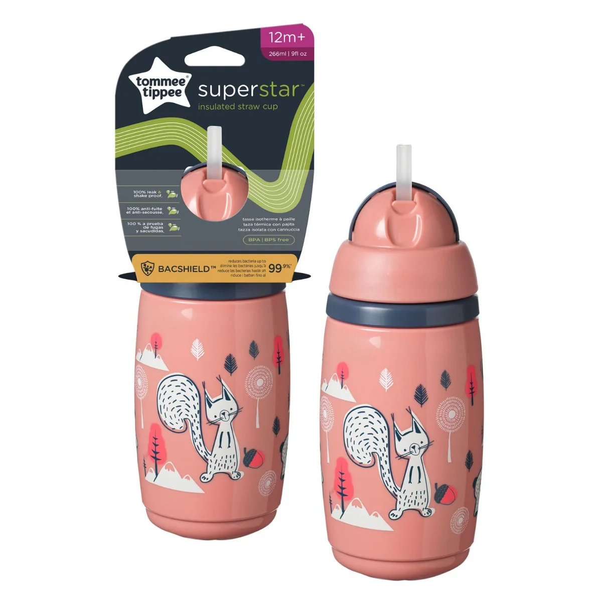 Tommee Tippee Superstar Netekoucí sportovní hrnek 12m+ 266 ml 1 ks růžový