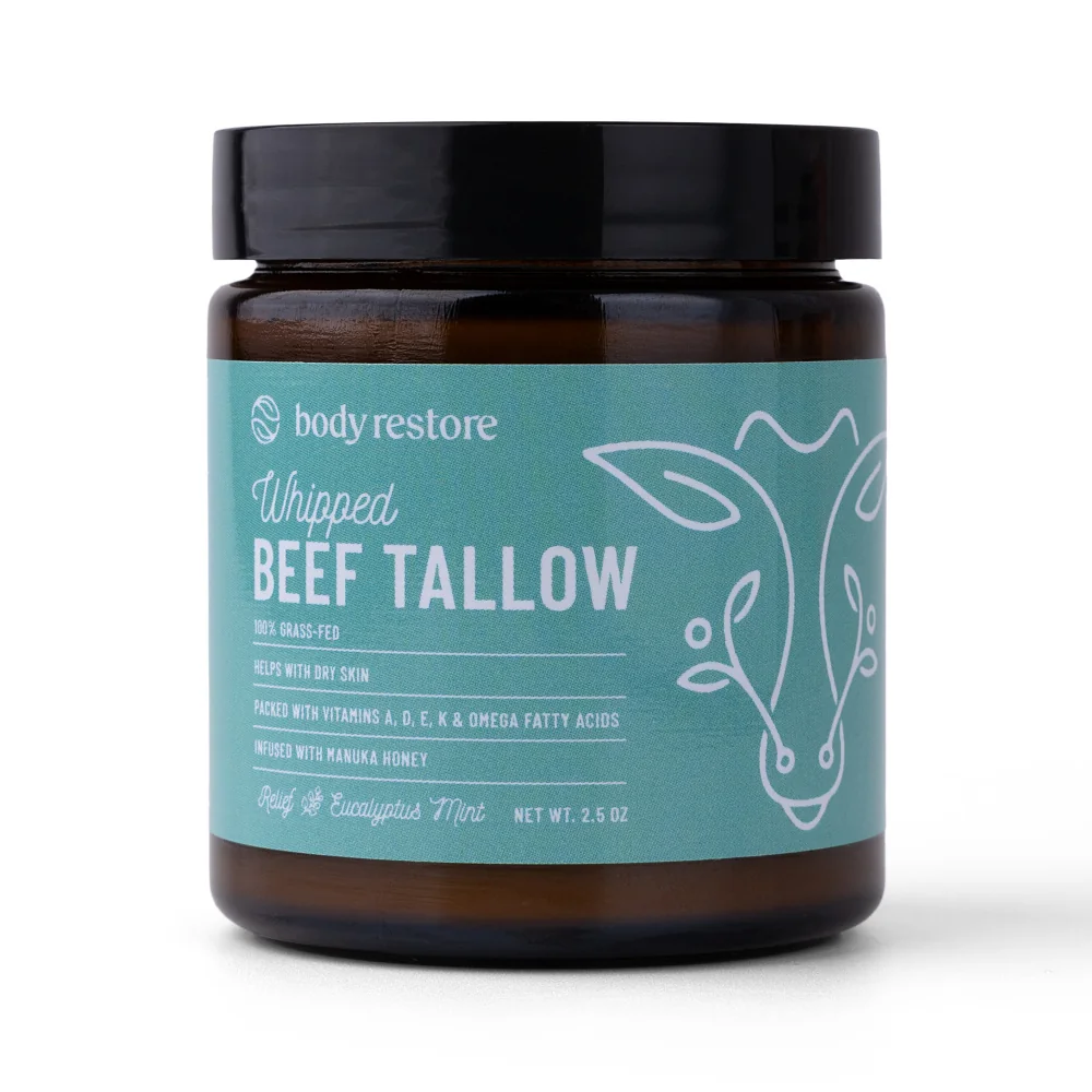 Body Restore Našlehaný tělový krém z hovězího loje eukalyptus a máta 71 g
