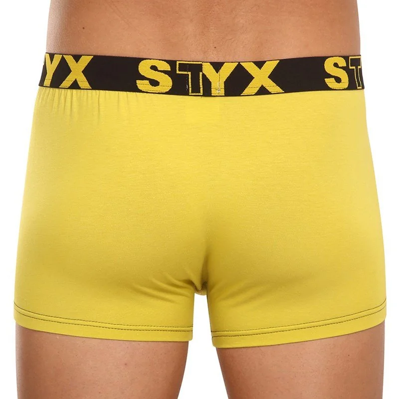 Styx Pánské boxerky sportovní guma zelenožluté (G1065) S