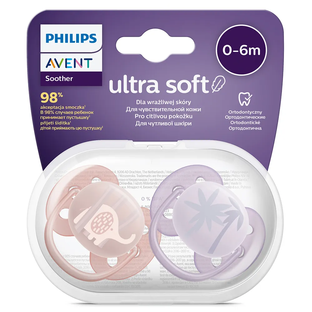 Philips Avent Šidítko Ultrasoft Premium Zvířátko 0–6m dívka 2 ks
