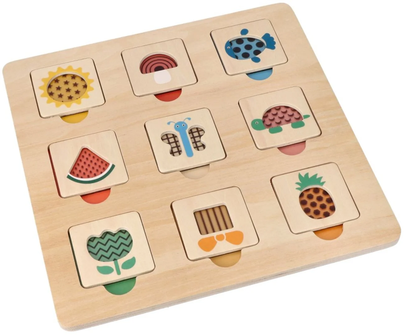 Adam Toys Dřevěná aktivní vkládačka/puzzle se vzory, přírodní