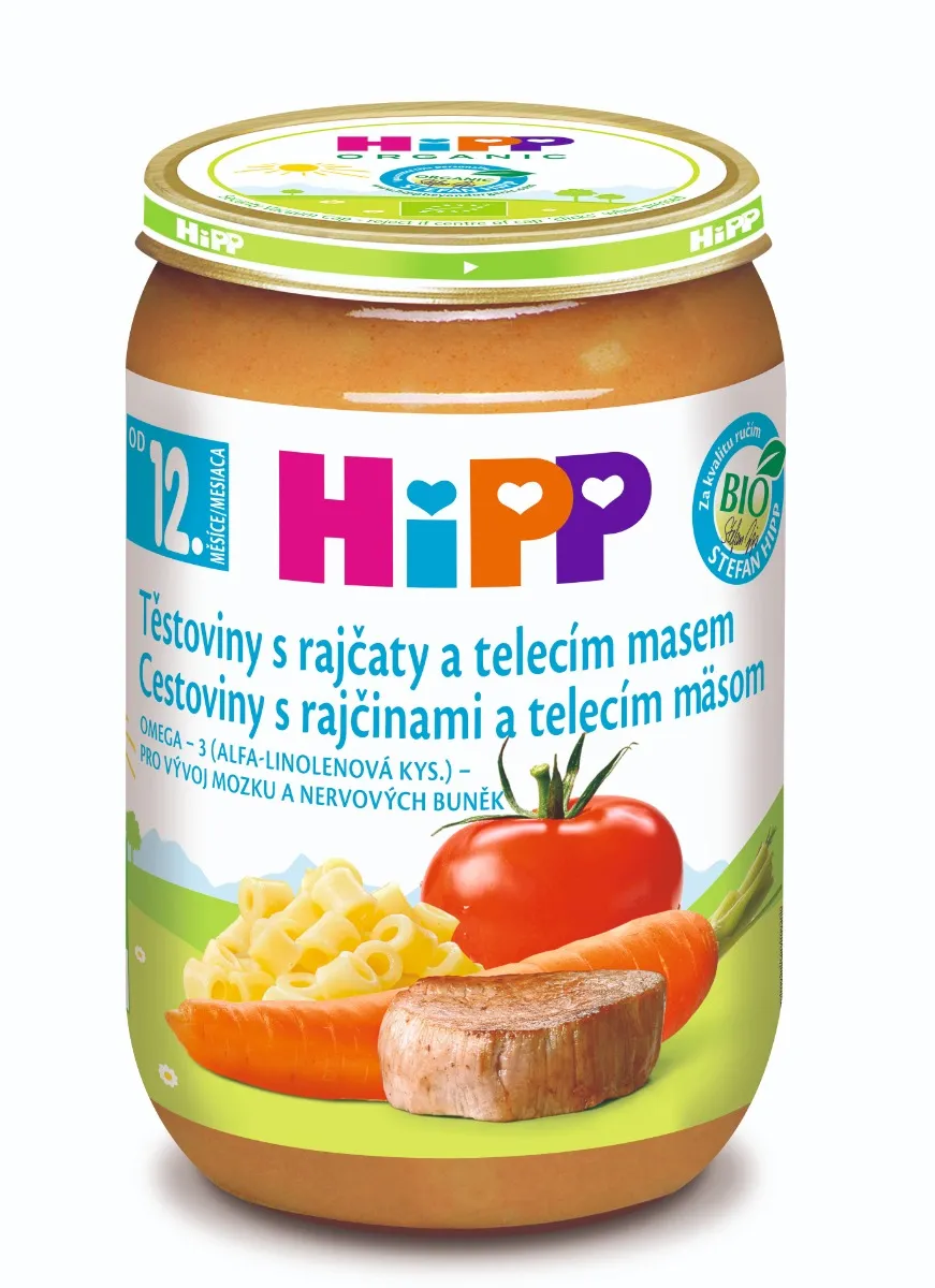 Hipp BIO Těstoviny s rajčaty a telecím masem