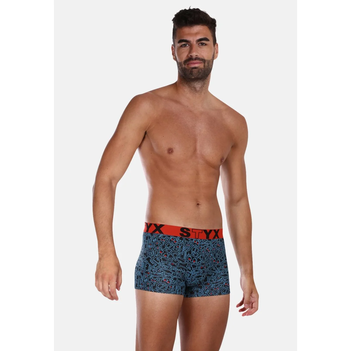Styx Pánské boxerky art sportovní guma nadrozměr doodle (R1256) 5XL