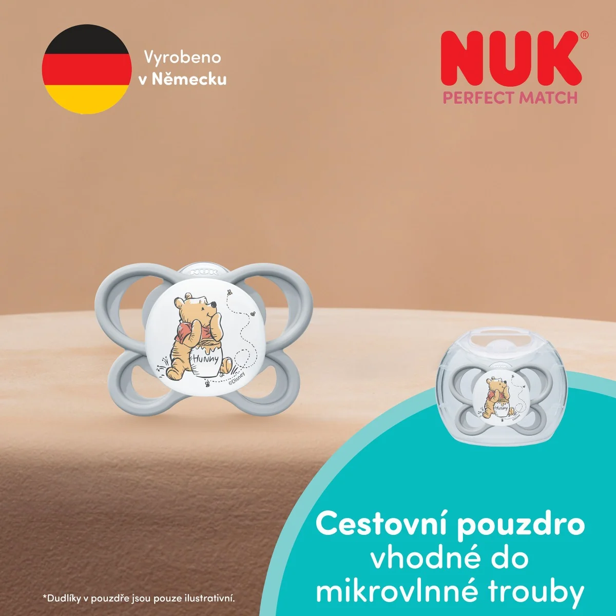 NUK Perfect Match Air Dudlík Disney Medvídek Pú 0–6m box 1 ks grey