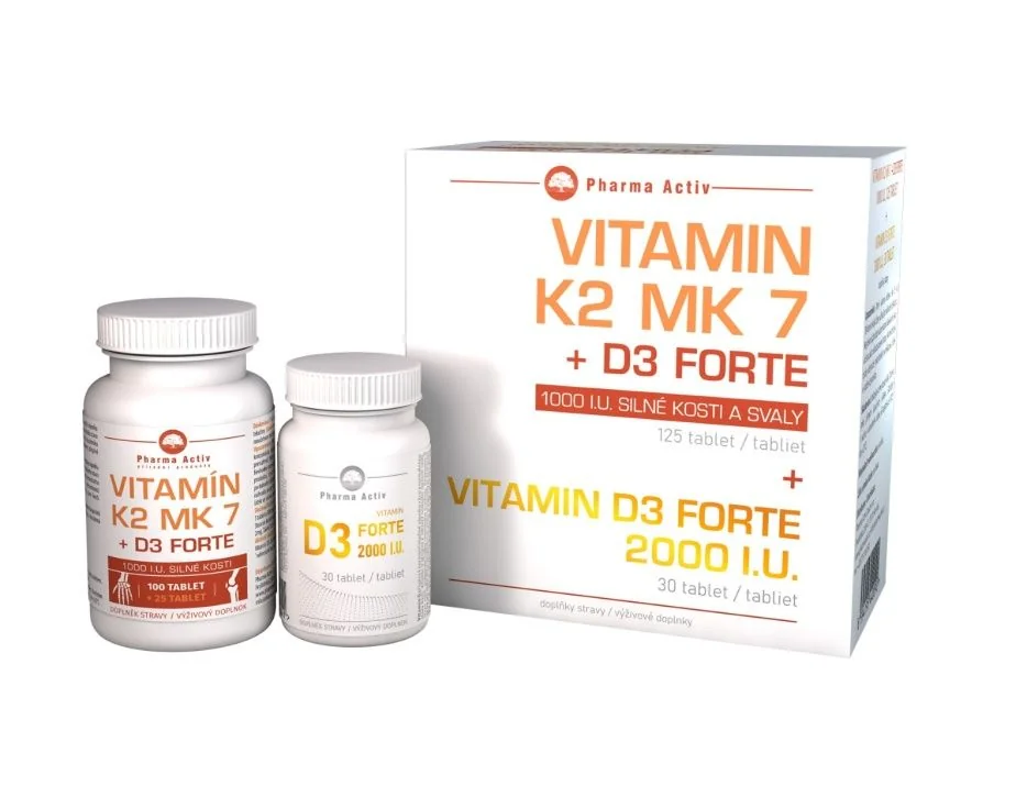 Pharma Activ Vitamin K2 MK7 + D3 Forte 125 tablet + Vitamin D3 Forte 2000I.U. 30 tablet 