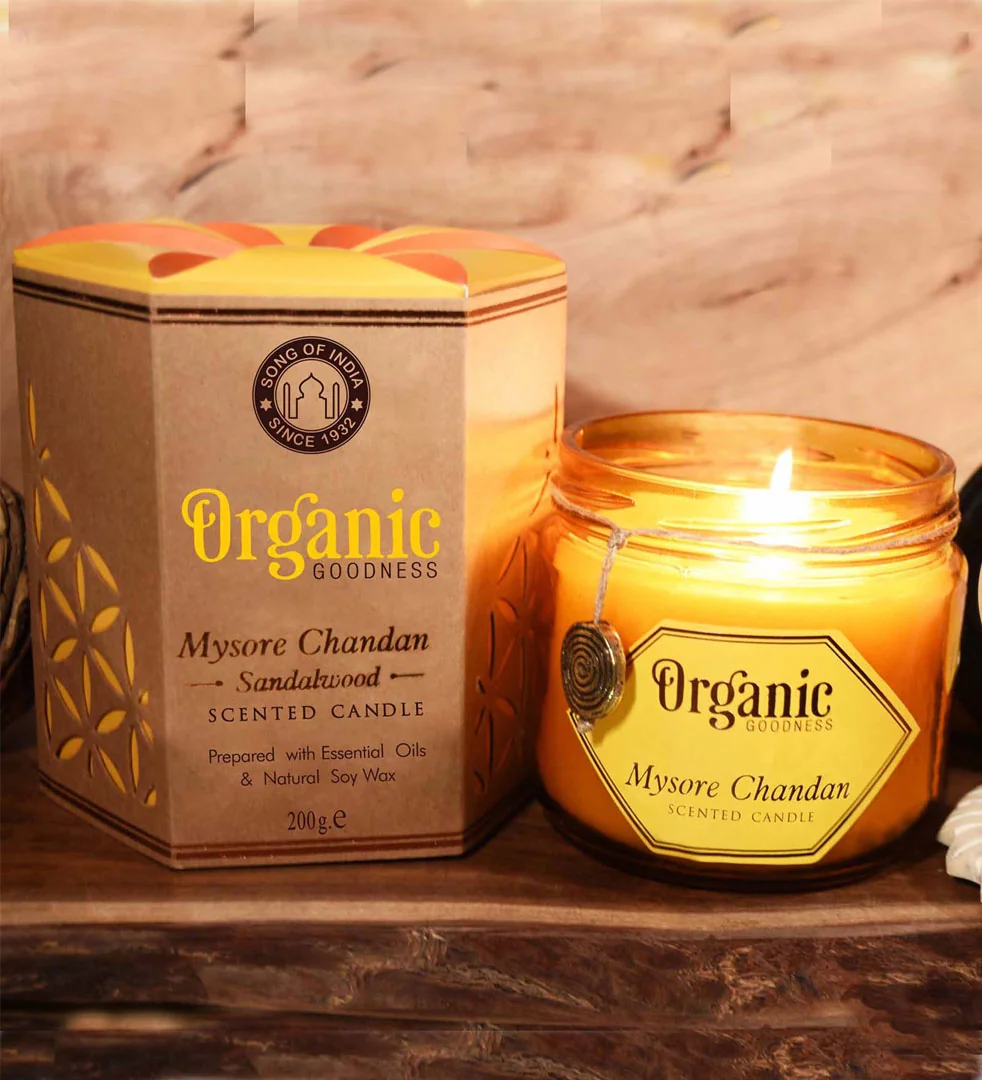 Song of India Vonná svíčka Organic Goodness - Mysore Chandan Sandalwood