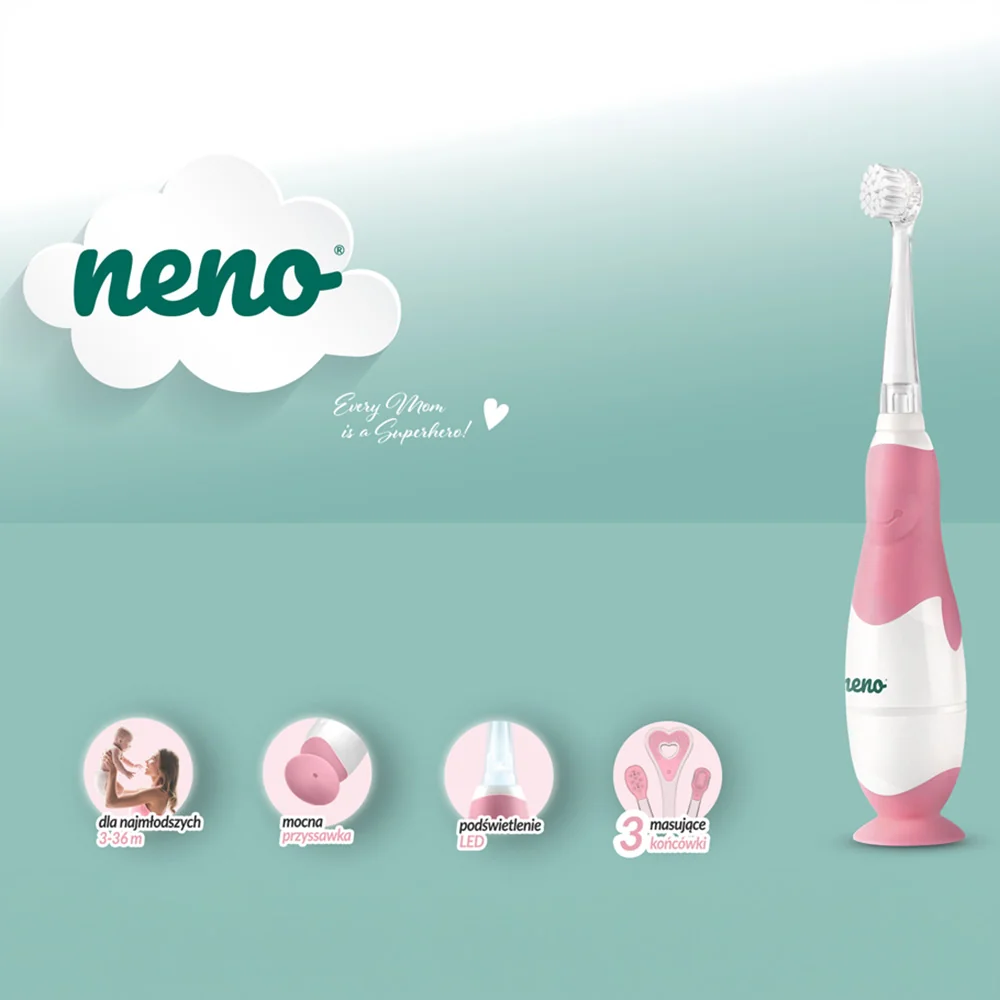 NENO Denti Dětský elektrický kartáček 3m+ růžový