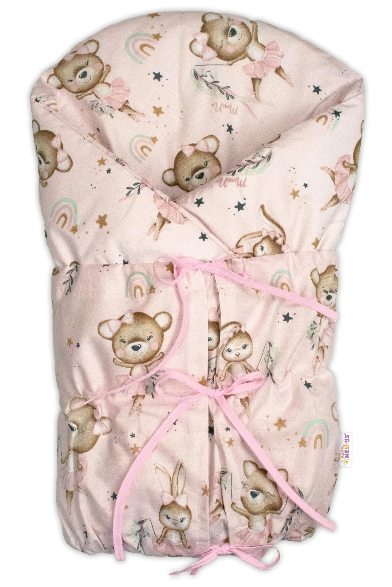 Baby Nellys Klasická retro zavinovačka LALLY šněrovací s výplní, Little Balerina - růžová
