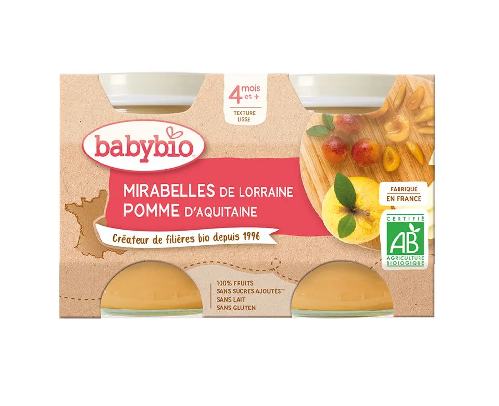 Babybio Jablko a mirabelky 2x130 g