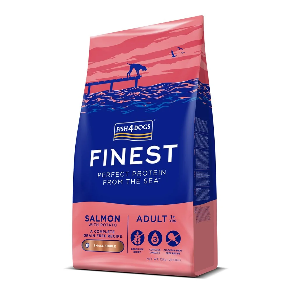 Fish4Dogs Granule malé pro dospělé psy Finest losos s bramborami 12 kg, 1+