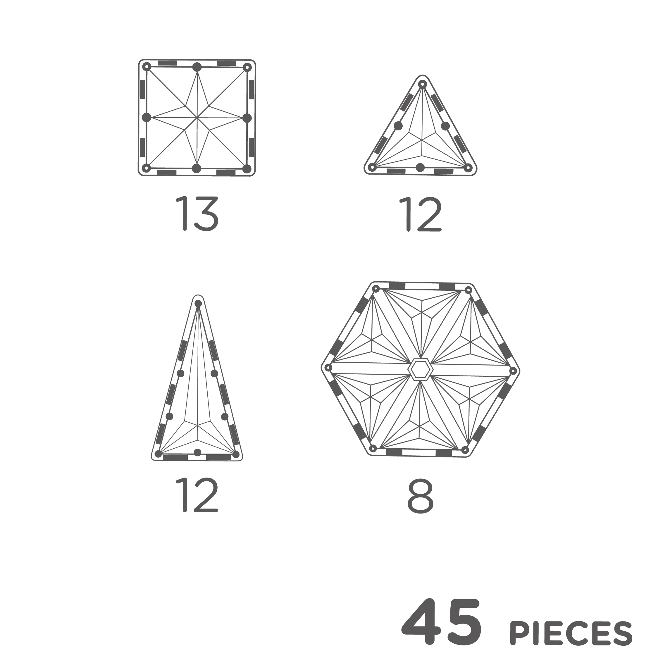 Cleverclixx Magnetická stavebnice Geo Pack Pastel - 45 ks