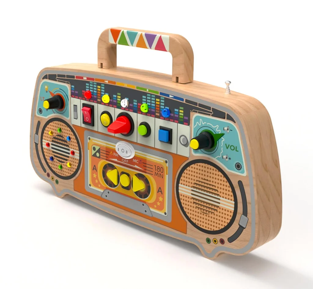 2Kids Toys Montessori Activity board Dřevěné FM rádio