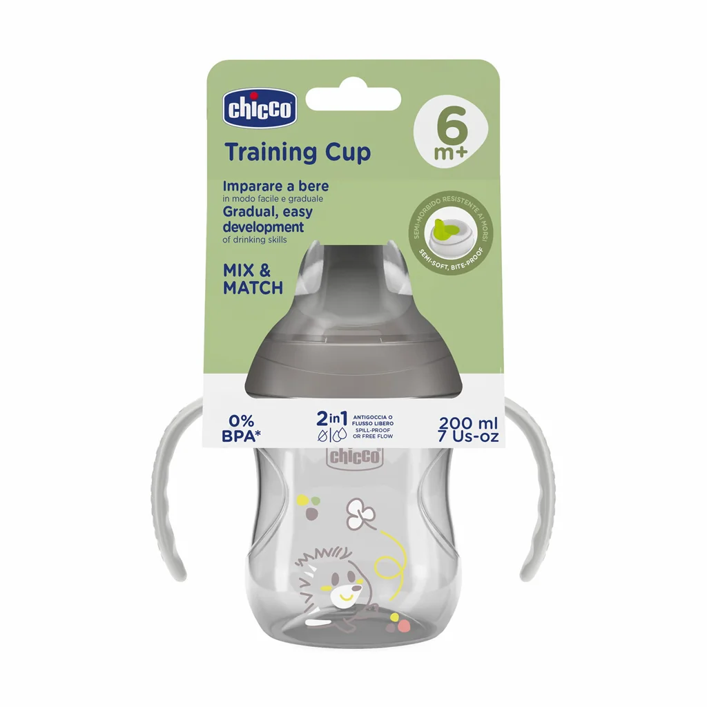 Chicco Hrneček Training s držadly 6m+ 200 ml grey