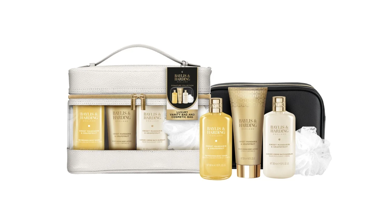 Baylis & Harding Sada péče o tělo v toaletní taštičce Mandarinka & Grapefruit 5 ks
