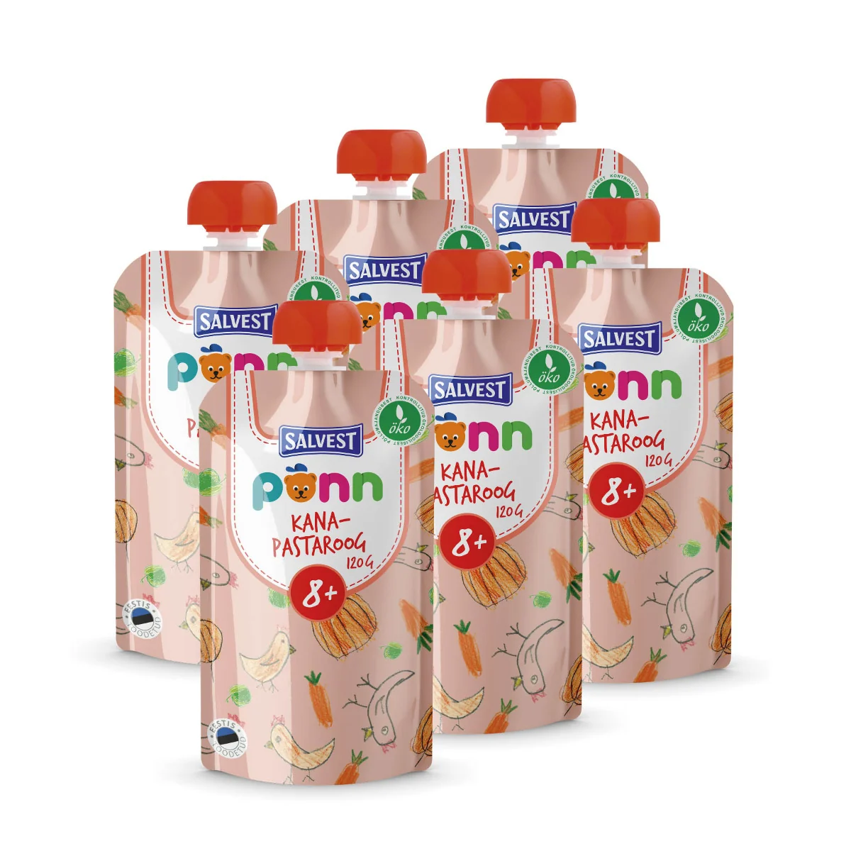 SALVEST Põnn BIO Kuřátko s těstovinami 6x120 g