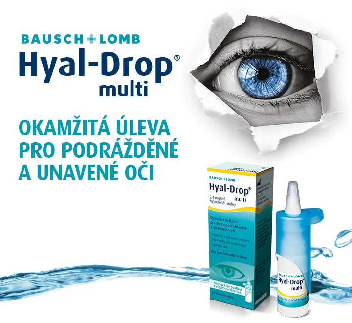 Hyal-Drop Multi oční kapky 10 ml. Okamžitá úleva pro podržáděné a unavené oči. Hyal-Drop Multi oční kapky 10 ml. Okamžitá úleva pro podržáděné a unavené oči.