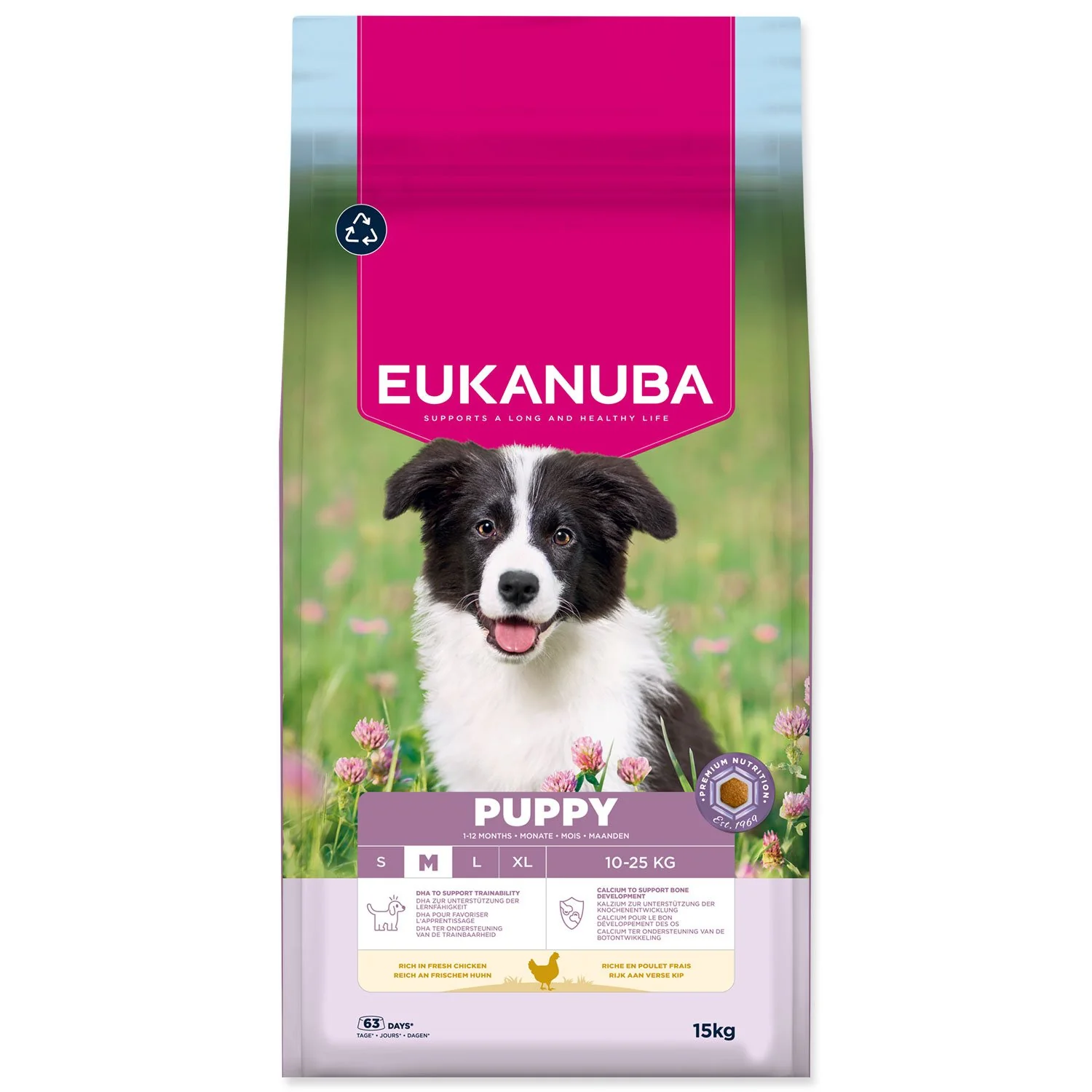Eukanuba Krmivo Puppy Medium rich in fresh chicken 15kg