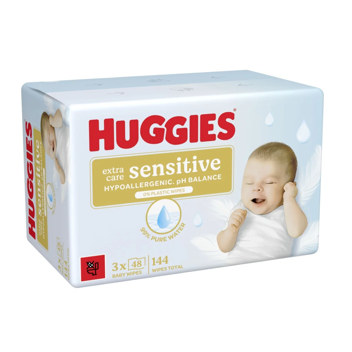 Huggies Extra Care Sensitive Triplo vlhčené ubrousky 3x48 ks