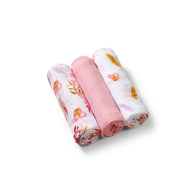 Babyono Bambusové dětské plenky 3 ks BabyOno - pudrové