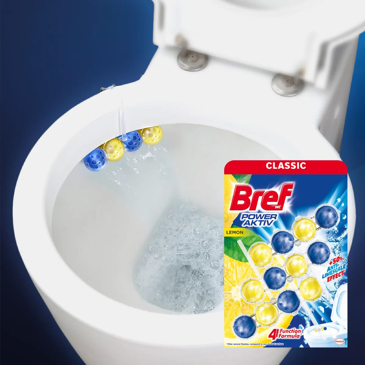 Bref WC blok Power Aktiv Lemon 3x50 g
