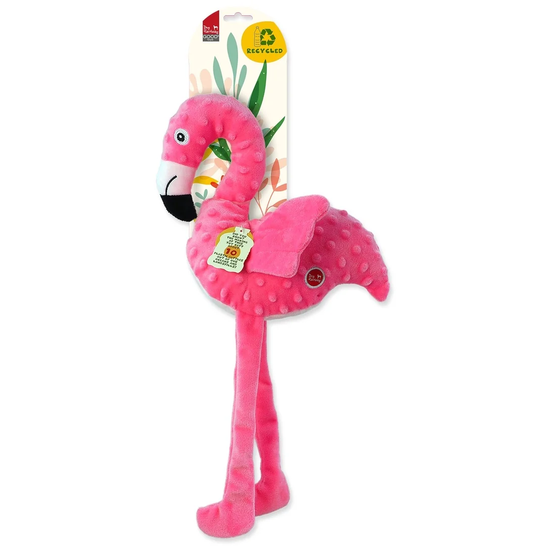 Dog Fantasy Hračka Recycled Toy plameňák pískací se šustícími křídly 49cm