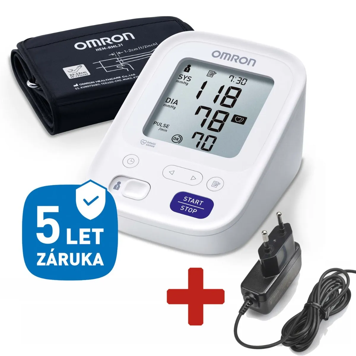 Omron M3 AC digitální tonometr + síťový zdroj