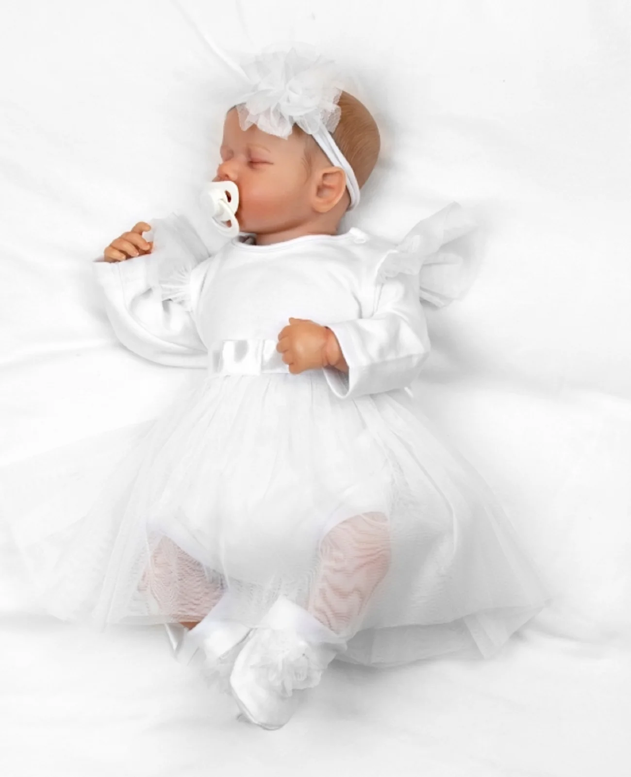 Baby Nellys Luxusní 4D slavnostní sada oblečení pro miminko Girl - bílá