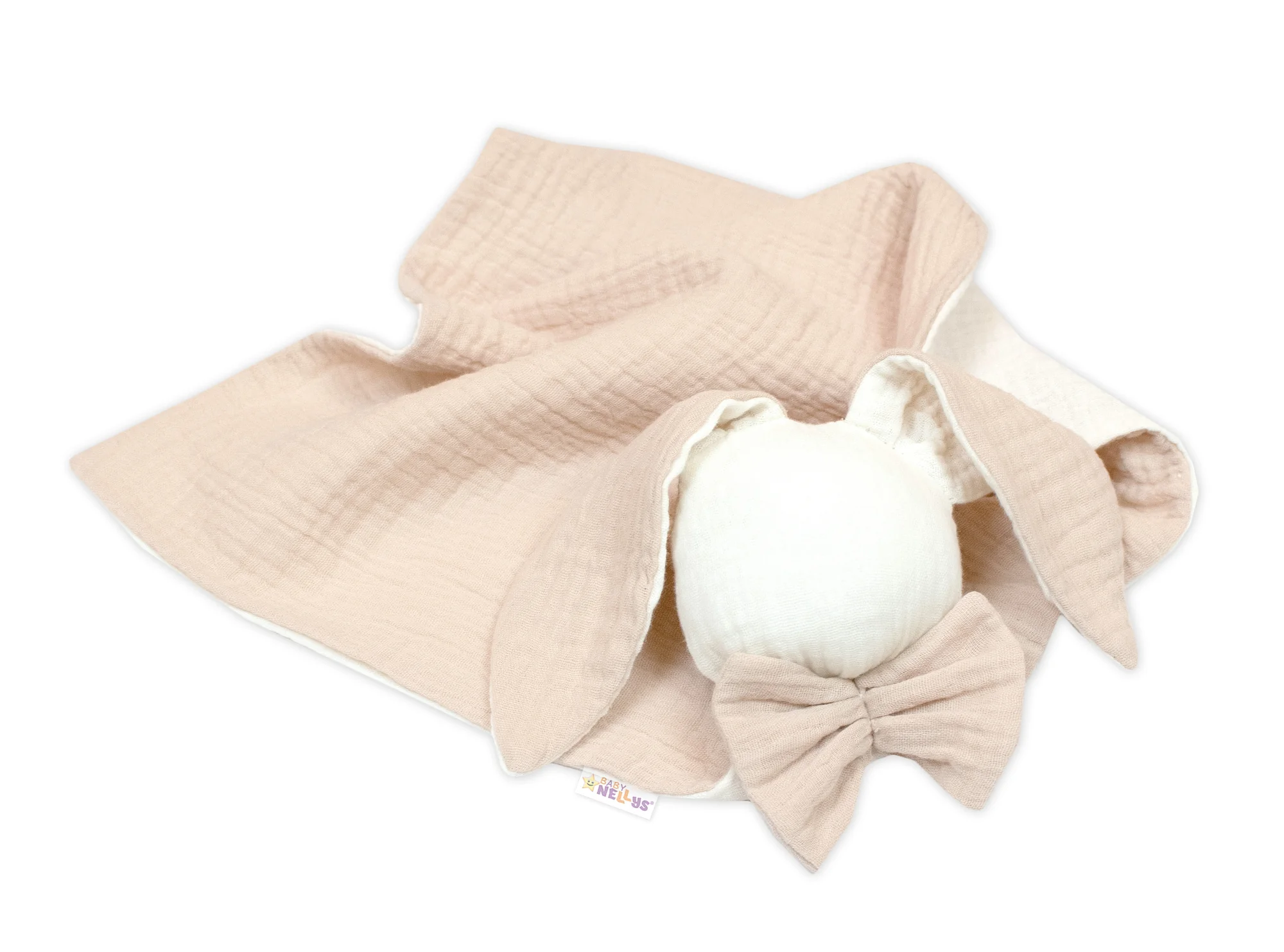Baby Nellys Mušelínový mazlíček, přítulníček Nature Zajíček, béžový/smetanový