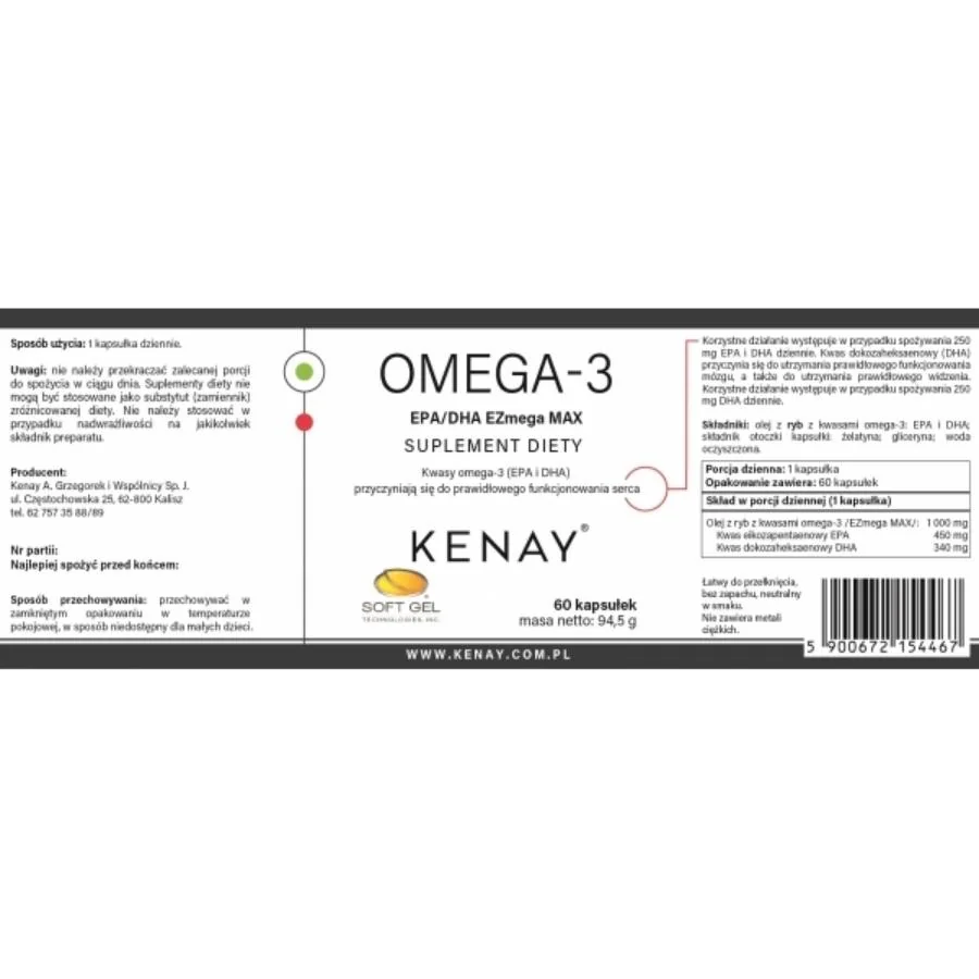 Kenay Omega 3 EPA DHA EZmega MAX 60 kapslí