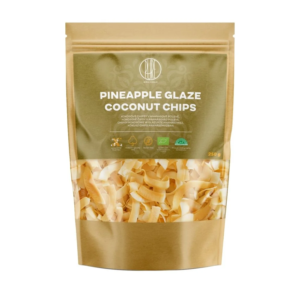 BrainMax Pure Kokosové chipsy v ananasové polevě BIO 250 g