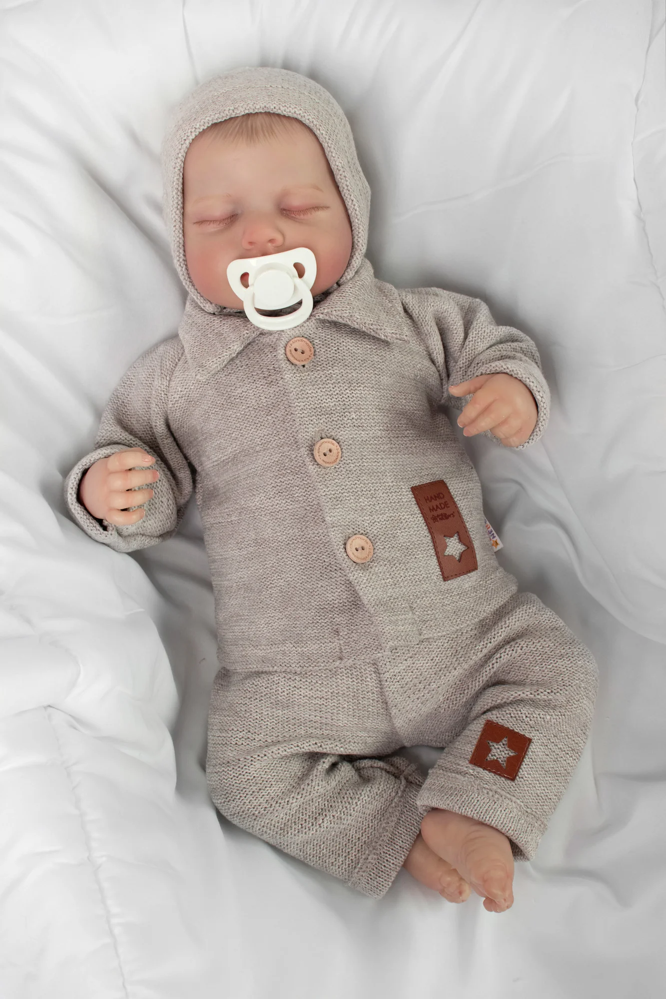 Baby Nellys Pletený svetřík s knoflíčky Boy,béžový,74