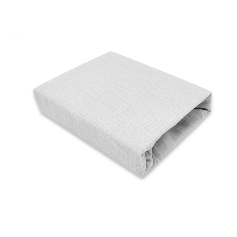 Baby Nellys Mušelínové prostěradlo do postýlky 60 x 120 NATURE double - šedé