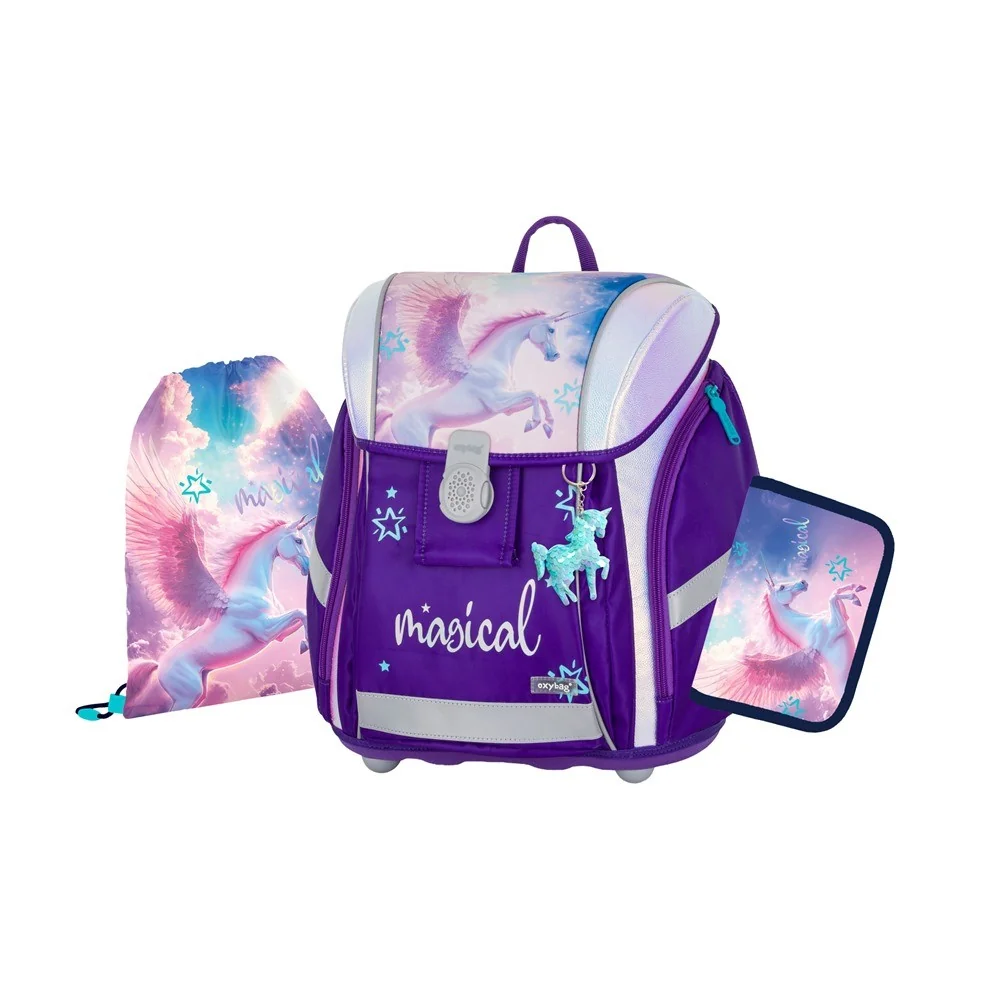 Oxybag PREMIUM LIGHT - školní set Pegas 3 ks: aktovka, penál, sáček aktovka, penál, sáček
