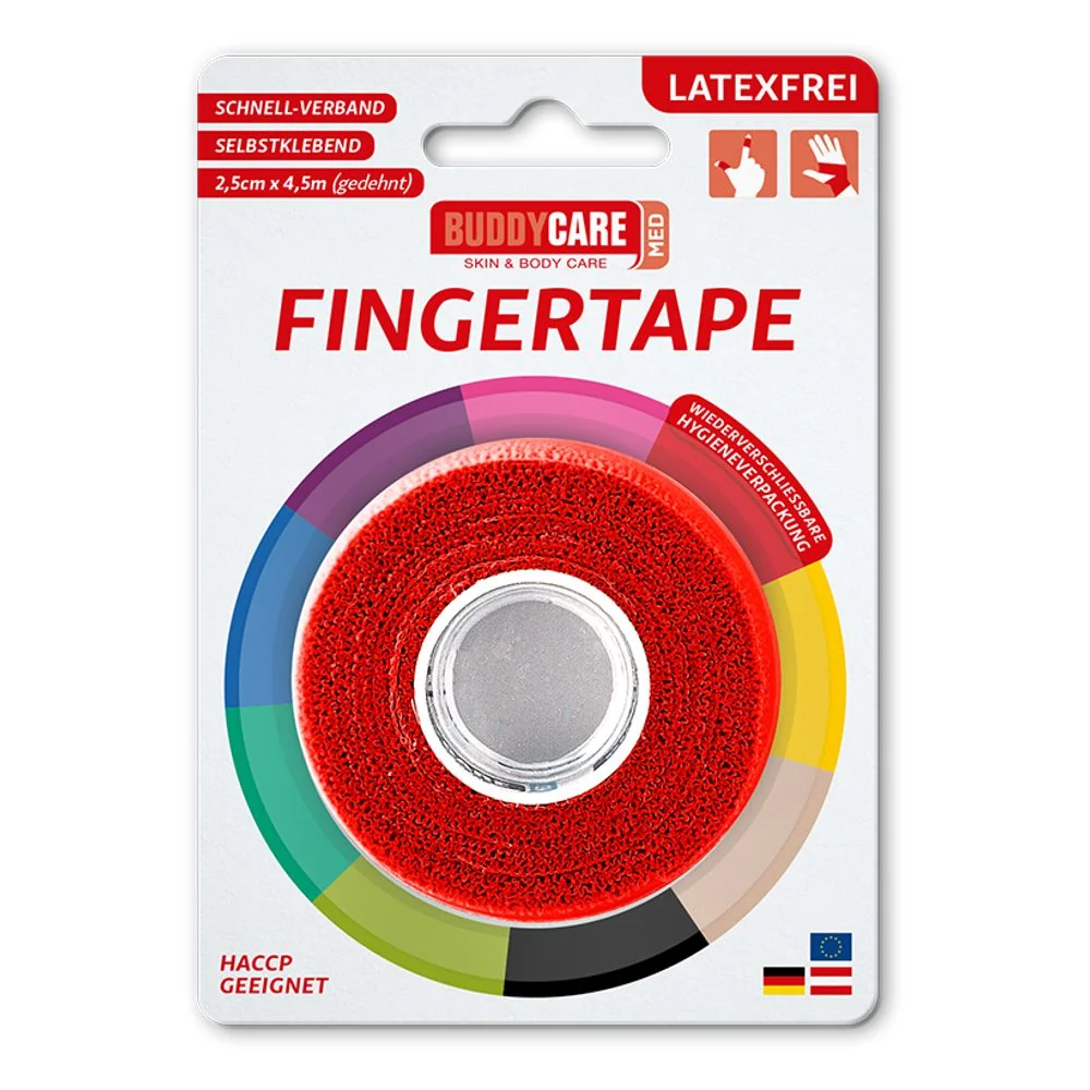 BUDDYCARE®MED Náplast na prsty 2,5 cm x 4,5 m červená