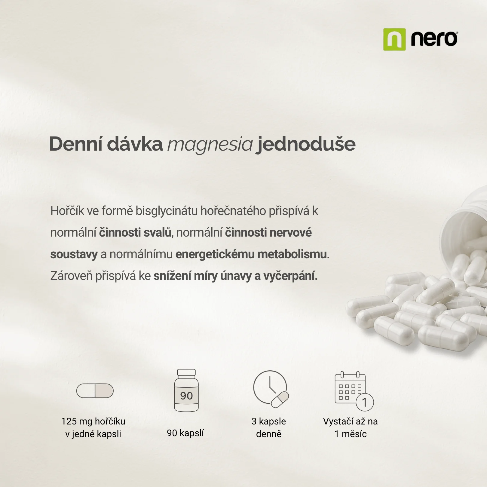 NERO Magnesium BISGLYCINATE 90 kapslí