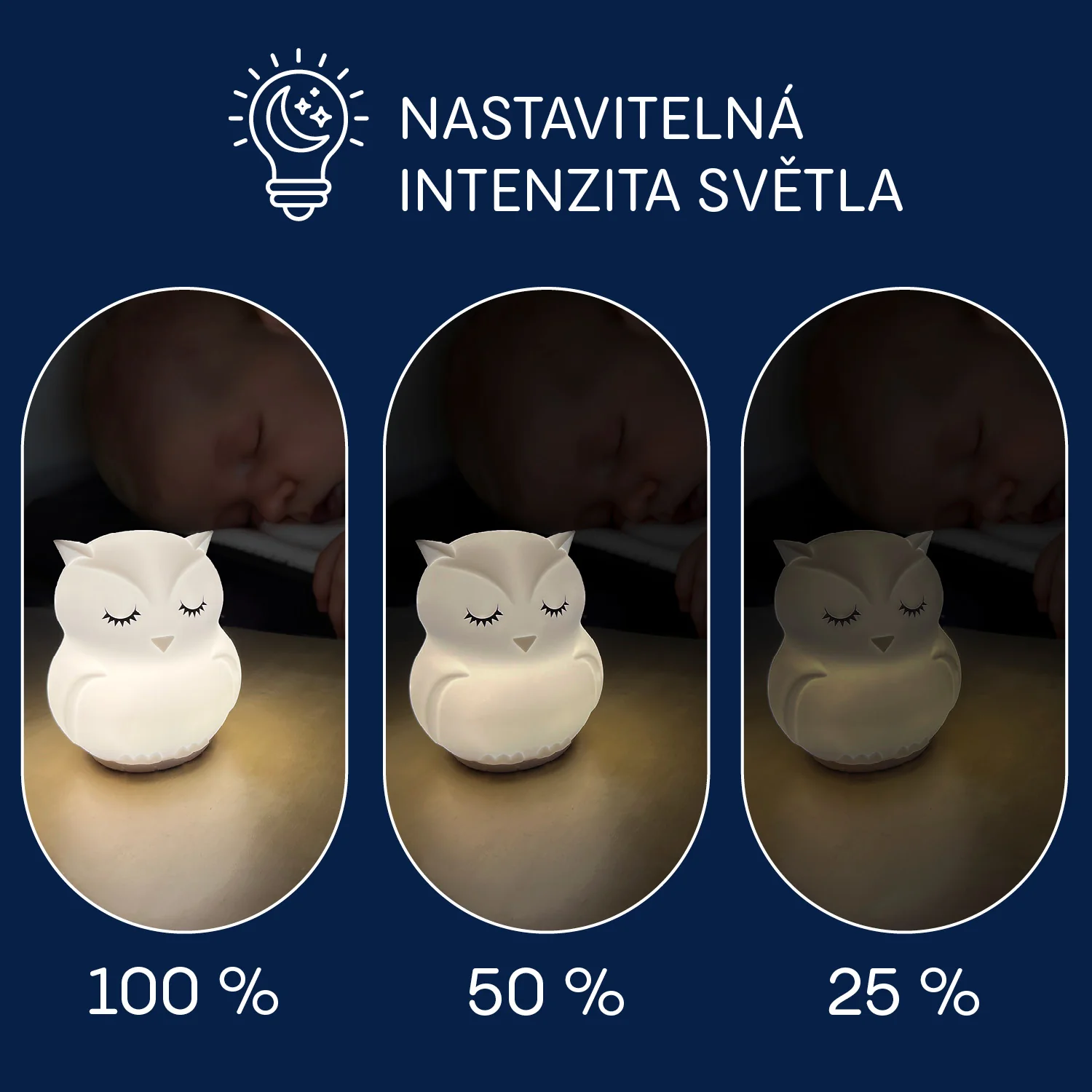 Zopa Silikonová LED noční lampička vel. M, Owl 2