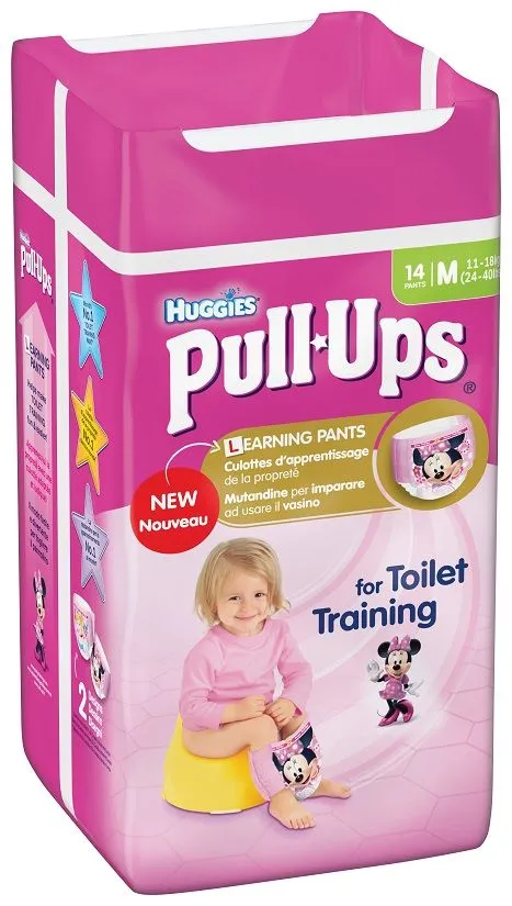 Huggies Pull Ups Medium Girls cvičné kalhotky 14 ks