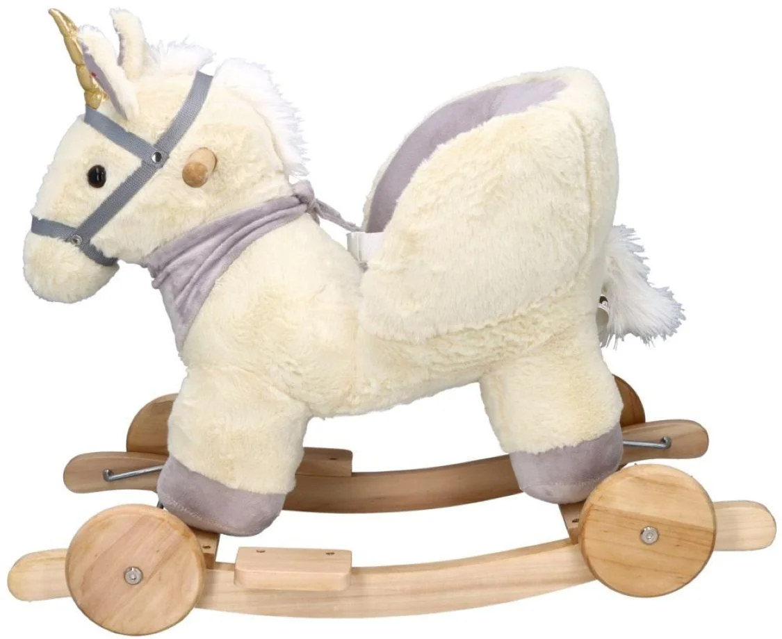 Adam Toys Houpací jednorožec se sedačkou, kolečky, cream